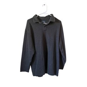 VTG John Ashford Adventure Mens Gray Ribbed Long Sleeve Polo‎ Sweater Knit L
